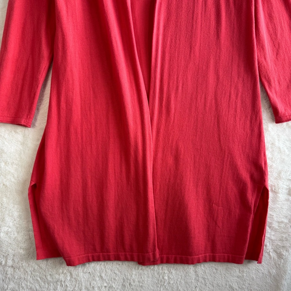 J. Mclaughlin Long Cardigan‎ Women’s XL Coral Pink Cotton Open Front Bohemian - Picture 3 of 9